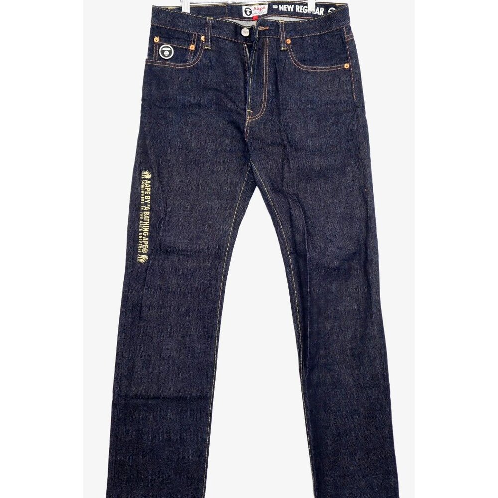 Aape by A Bathing Ape New Regular 34x30 Denim Jeans Indigo Dyed Men Large